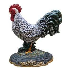 Cast iron Rooster door stop / kitchen decor. 11.5 tall x 9” wide